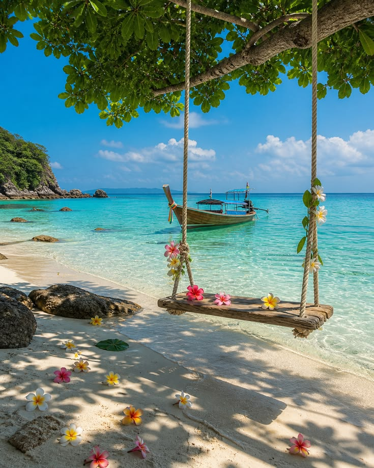 Thailand beach swing and clear water